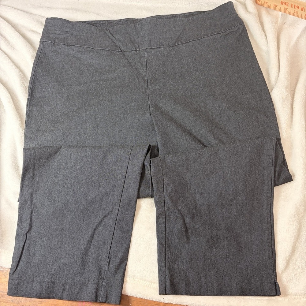 Courtenay Plus Size 16W Dark Gray Pull On Career Dress Pants Comfort Stretch EUC